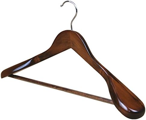 Mangogo Solid 10-Pack Natural Wooden Extra-Wide Shoulder Suit/Coat/Jacket Hangers With Non-slip Grooved Trouser Bar