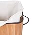 BirdRock Home Double Laundry Hamper with Lid and Cloth Liner | Bamboo | Natural | Easily Transport Laundry Basket | 2 Section Collapsible Hamper | String Handles