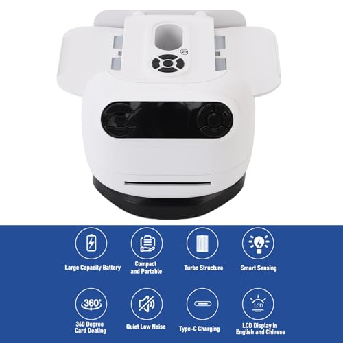 Denash Automatic Card Shuffler and Dealer,2-in-1 Smart Wireless Playing Card Shuffler Machine,360°Rotating Card Dealer for Various Poker Games