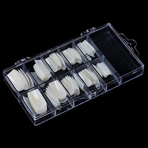 100Pcs False Nails Tips Practice Polish Gel Artificial Fake Nail Art Display Transparent (B)