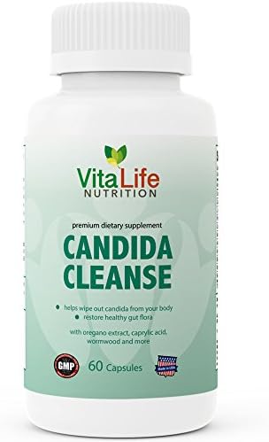 Candida Cleanse &amp; Detox - Effective Formula for Yeast Infection, GI Disorders - With Oregano Extract, Caprylic Acid, Probiotic, Enzymes, Black Walnut &amp; More