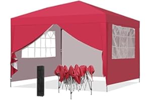 GDY 10x10ft Pop-up Paint Tent, Canopy Tent, Instant Shelter Portable Outdoor Canopies with 4 Removable Side Walls, Red.…