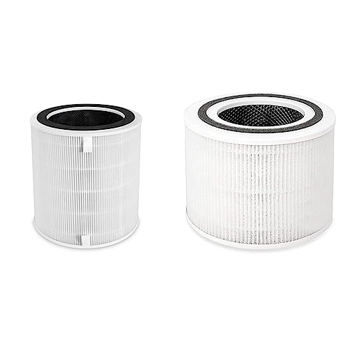 LEVOIT LV-H135 Air Purifier Replacement Filter, HEPA and High-Efficiency Activated Carbon Filters Set, LV-H135-RF, 1 Pack, White & Core P350 Air Purifier Replacement Filter, 3-in-1 HEPA Pet Allergies