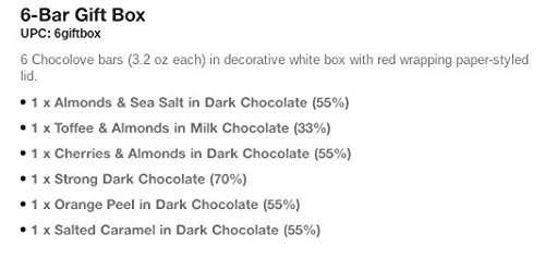 Chocolove Chocolate Tasting Gift Box, 6 - 3.2 -ounce Bar Variety Pack, Kosher
