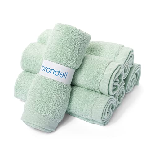 Brondell Ultra-Soft 100% Rayon Derived from Bamboo Bidet Towels for Bathrooms, Soft and Absorbent, Machine-Washable, Quick Dry, 9.85” x 9.85”, Includes Mesh Laundry Bag, Mint