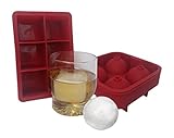 Combo Large Square & Round Ice Cube Mold Silicone Tray Jumbo Giant Square and Sphere for Ice Ball