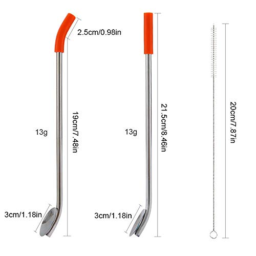Umiwe Reusable Spoon Straws Stirrer,4 PCS Stainless Steel 2 in 1 Drinking Straws Stirrers with 1 Cleaning Brush for 30oz 20oz Tumblers Cups Mugs Yeti Rambler Rtic Ozark Trail