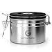 Coffee Gator Coffee Storage - 11oz Small Stainless Steel Tea and Sugar Containers - Stainless Steel Canisters with Date-Tracker, CO2 Valve for Freshness & Scoop - Silver