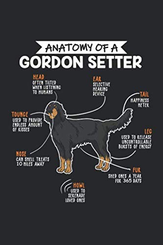 Anatomy Of A Gordon Setter: 6" x 9" Dot Grid - Notebook - Memo Book - Paperback - Journal - Diary - A funny gift for a dog owner and puppy lover. Also ... there love there pet and four legged frie