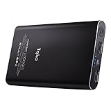Tqka 10000mAh Power Bank, One of The Most Chic and Attractive Portable Chargers, Dual USB Output Brilliant External Battery Pack for iPhone, Samsung, HTC, Tablets and More - Black