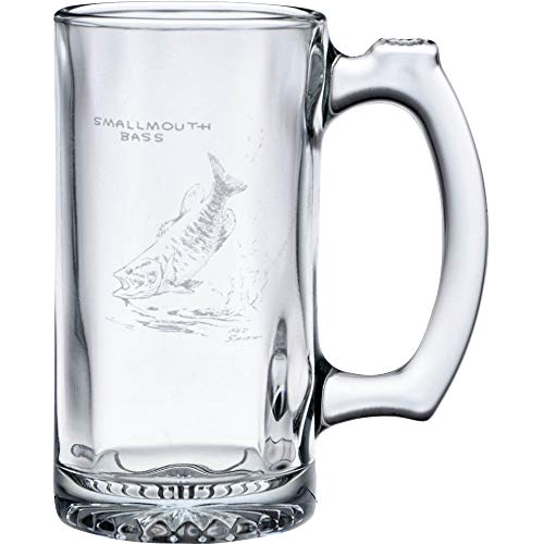 Ned Smith Freshwater Fish 12-Ounce Beer Tankard Stein Glass Assorted Set of 4