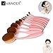10pcs Pink Oval Toothbrush Makeup Brush Sets BB Cream Contour Powder Concealer Foundation Eyeliner Puff Brushes Cosmetics Tool