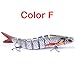 CampFENSE Fishing Lure Bait, 8-segment, 3D Eyes, Extra-Large, Tackle 6# High Carbon Steel Anchor Hook 4 Color Options 5.23Inch/0.67Oz