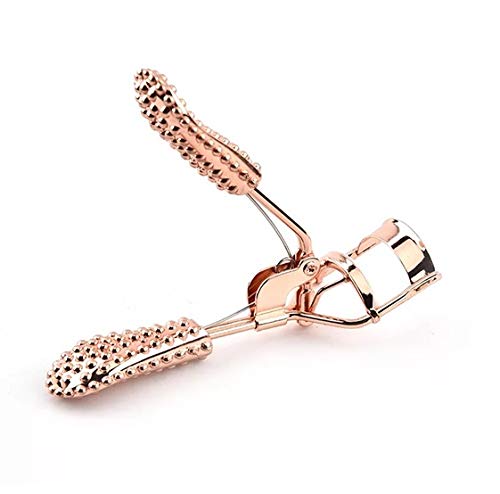 Beauty Plus - Eyelash Curler, Applicator, Available in 17 Models,Stainless Steel with Silicone Pad, for Perfect Curling and Applications, Professional Eyelash Curlers (Rose Gold Beads)