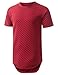URBANCREWS Mens Hipster Hip Hop Basic Solid Quilted Longline T-Shirt Red, XL