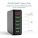 ALZN USB Type-C, 50W 6-Port USB Charger QC3.0 Intelligent Desktop Fast Charging Station with Smart IC Tech