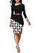 KISSMODA Womens Elegant Midi Work Dresses Slim Fit Colorblock 3/4 Sleeve Bodycon Pencil Dress V Neck
