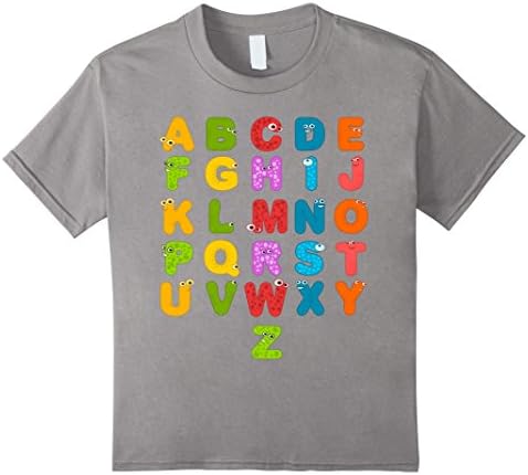 Kids ABC Colorful Alphabet T-shirt Awesome Letters Colorful 6 Slate