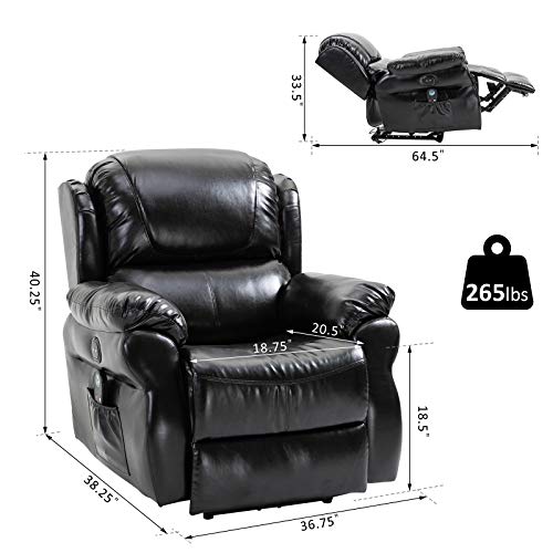 Power Massage Recliner Chair with Heat and Remote Control, 8