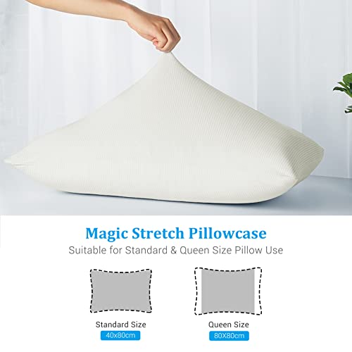 2er Set kühlender Kissenbezüge, Rywell Kopfkissenbezug elastisch mit Arc-Chill Kühlfasern atmungsaktiv, mit verdecktem Reißverschluss, schont Haut und Haare, schonende Zierkissenbezüge White - S