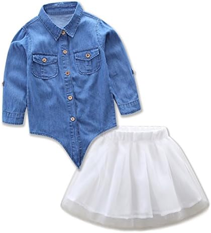 Mommy and Me Clothes Outfits Set, LLNONG Demin T shirt Tops+Skirt Dress Family Clothing Set (M, Me)