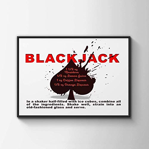 Blackjack Drink Recipe Art Print - 11x14 Unframed Photo Print - Fun Gift For Those Who Love a Cocktail or Poker. Looks Great in a Dorm Room, Game Room, Home Bar or Man Cave- Decor Poster Under $20