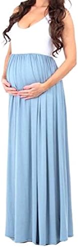 SportsX Women Long Stitching Maxi Pregnancy Classic Evening Party Dress Light Blue XS