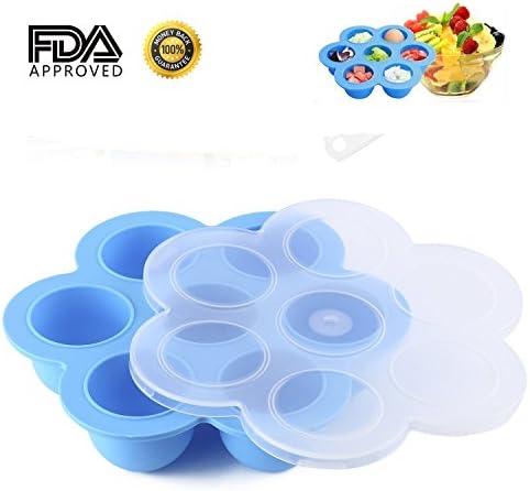Silicone Egg Bites Molds for Instant Pot Accessories Package, Baby Food Freezer Tray Storage Container Clip-on Lid - Fits Pressure Cooker 5,6,8 Qt Cupcake Pan, Reusable, Non Toxic, Sealed