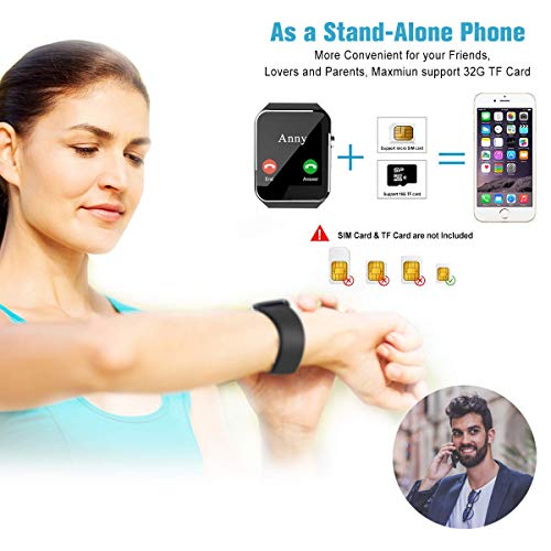 Smart Watch,Smartwatch for Android Phones, Smart Watches Touchscreen with Camera Bluetooth Watch Phone with SIM Card Slot Watch Cell Phone Compatible Android Samsung iOS Phone XS X8 7 6 5 Men Women