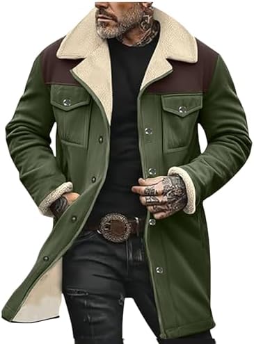 ジャケット・アウター 2way round collar middle coat Muscularfit Faux Leather Long Trench Coats Men Vintage Suede