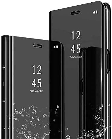 ZCHENG Case for VIVO Y91/Y95, Ultra-Thin Mirror Cosmetic Case Electroplated Flip-Folding Bracket Protection Bumper Cover,for VIVO Y91/Y95 （Black）