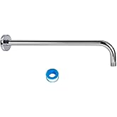 NearMoon Shower Arm, Extra Extension Arm with Flange, Stainless Steel Wall-Mounted Showerhead Extender Pipe (15 Inch, Chrome 