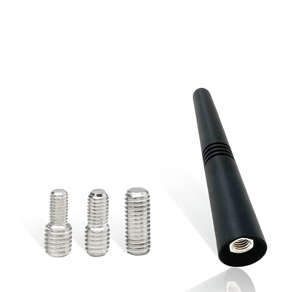 Vecys Universal 9CM Car Antenna Rod Roof Antenna Car Antenna FM AM Replacement Antenna with 3 Adapters (M4, M5, M6) Short Rod for FM AM Tuning Radio Car Adapter