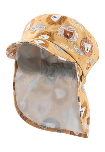 Sterntaler Schirmmütze Nacken Löwenköpfe - Safari Mütze aus Baumwolle mit Nackenschutz - Baby- und Kinder Sonnenhut - Futter aus Batist (Bio) - Unisex Sommer Kopfbedeckung - Goldbraun, Größe 49