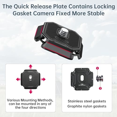 FALCAM F38 Camera Clip V2 with Plate Quick Release System, Camera Strap Mount Backpack with 1/4 Inch to 3/8 Inch Screw Thread, Arca-Swiss Compatible, Universal Mounting Base Adapter for Shoulder Strap