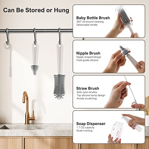 Baby Bottle Brush,6 in Bottle Cleaner Set with Extendable