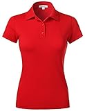 Luna Flower Women's Slim Fit Short Sleeve Sport Plain Basic Polo Shirts