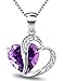 ASHINE CZ Cutout Heart Necklace Sterling Silver Necklace Purple Pendant Gift