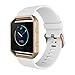 Simpeak Band Compatible with Fitbit Blaze Smartwatch Sport Fitness, Silicone Wrist Band with Meatl Frame Replacement for Fitbit Blaze Men Women, Large, White Rose Gold Frame, Large