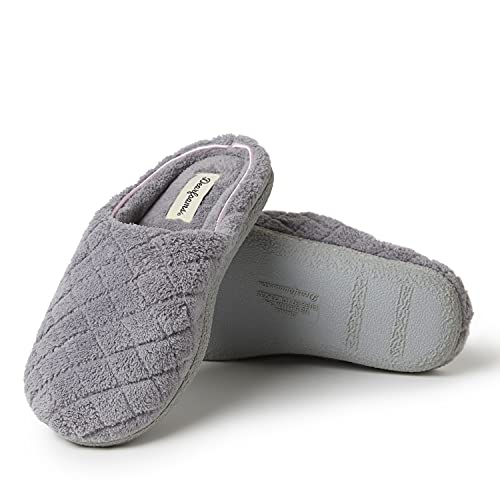 Dearfoams Women's Leslie Quilted Terry Clog Slipper, Medium Grey, X