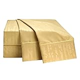 Clara Clark Premier 1800 Collection 100-Percent Microfiber Bamboo Embossed Bed Sheet Set, Queen Size, Camel Gold