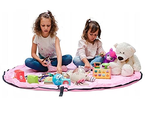 Funky Planet Toy Storage Bag for Lego Organizer Bags Foldable Rug Portable Organizer Toys Kids Play Mat 60 inch (150cm) from (Pink)