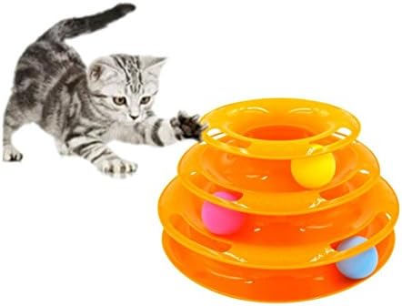 DAIANNA Cat Roller Toy Three Levers Tower of Tracks with Balls for Cat &amp; Kittens Provides Interactive Play &amp; Mental Physical Exercise