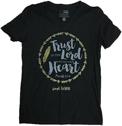 Simply Faithful Women's Trust In The Lord Christian T-shirt-Black-medium