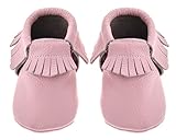 Sayoyo Baby Pink Tassels Soft Sole Leather Infant Toddler Prewalker Shoes