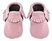 Sayoyo Baby Pink Tassels Soft Sole Leather Infant Toddler Prewalker Shoes
