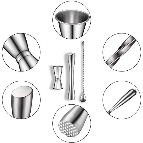 Cocktail Shaker Set, Edelstahl Cocktail Muddler, Doppelt Cocktail Jigger und Spiral Muster Bar Cocktail Shaker Mischen… – Bild 4