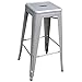 AmeriHome Metal Bar Stool Set, 30-Inch, Silver, Set of 4