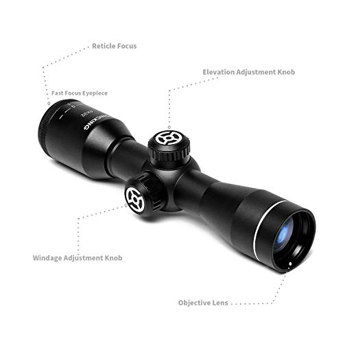 SONICKING 4x32 Compact Rifle Scope Crosshair Optics Hunting Gun Scope with 20mm Free Mounts
