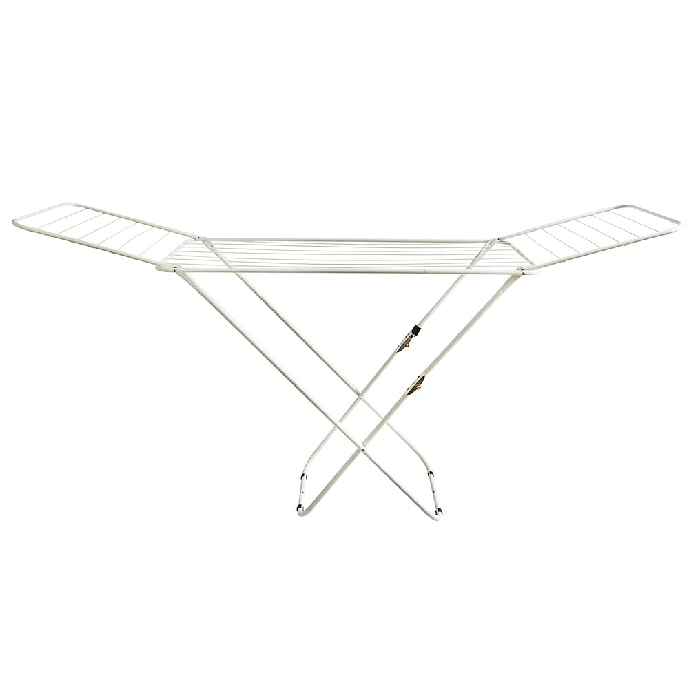Home Vida Clothes Drying Rack - Metal Winged Folding Clothes Airer with 18m Drying Space, Foldable Design, Indoor/Outdoor Use, White